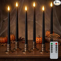 6-Pack Black LED Flameless Taper Candles with Remote