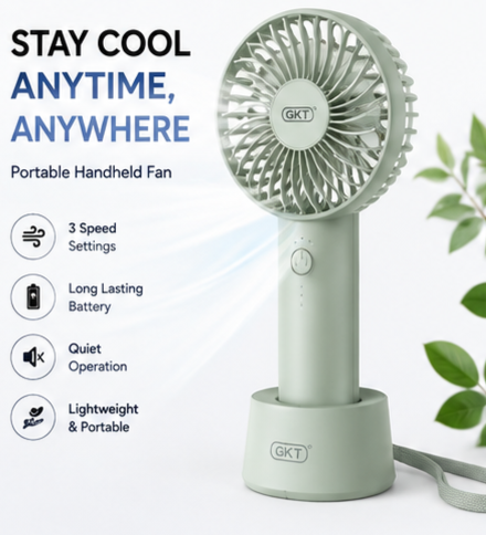 Portable Rechargeable Handheld Mist Spray Fan | USB Cooling Fan with 3 Speed Settings