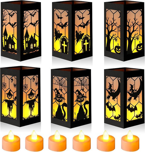 6-Pack Halloween LED Lanterns – Spooky Table Décor