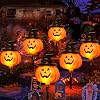 6-Pack Solar Jack-O'-Lantern Stake Lights – Halloween Pathway & Garden Decorations
